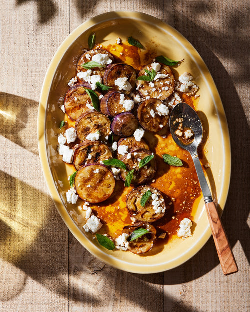 Smoky Grilled Eggplant with Feta and Mint