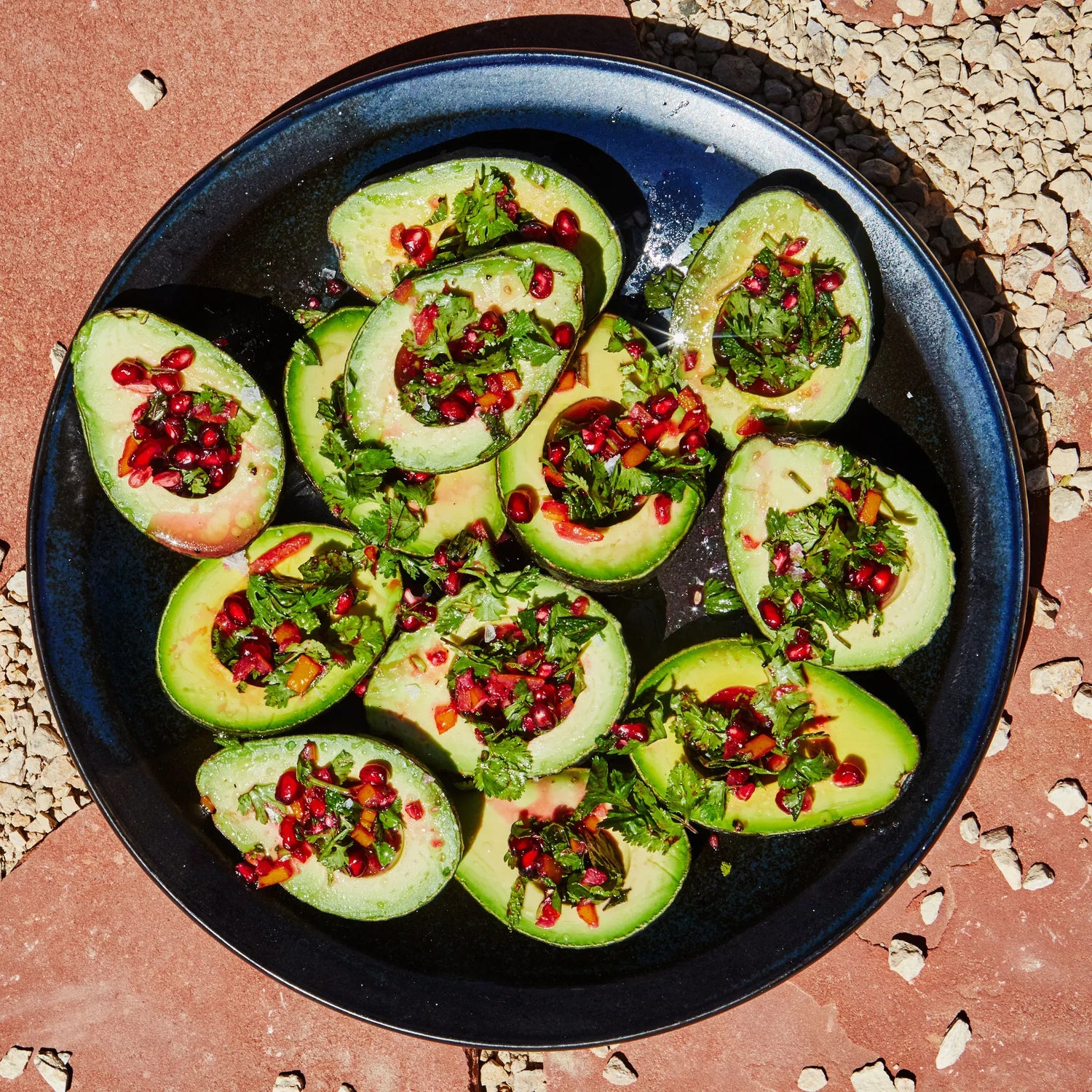 Avocado Cups with Pomegranate Salsa Verde